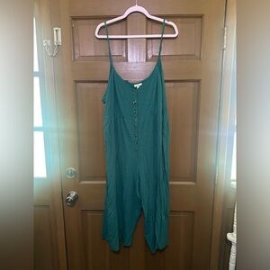 KORI Teal Button-Front Jumpsuit